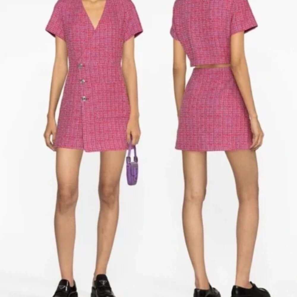 Maje Tweed Wrap Mini Dress 34 Small